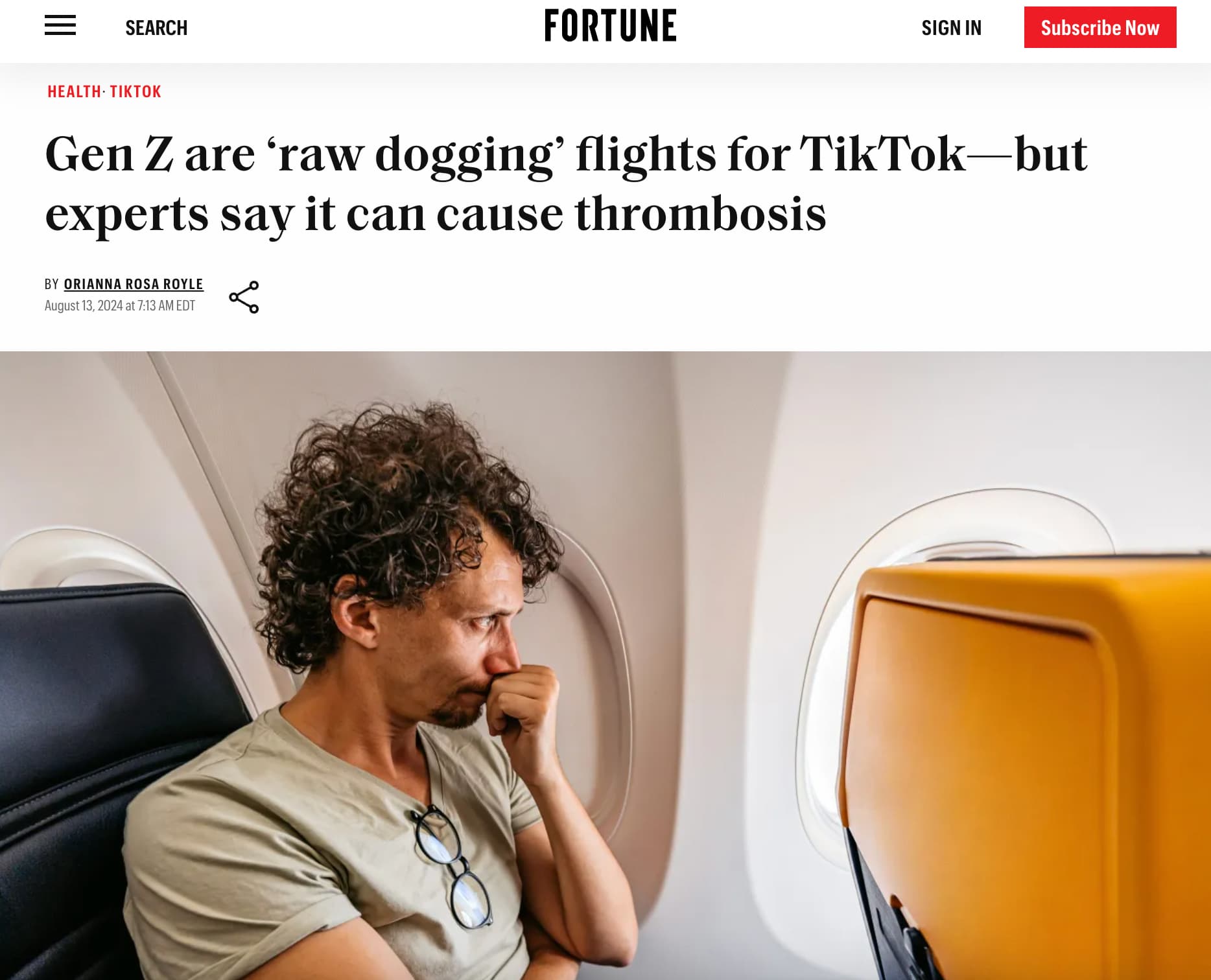 Generation Z - Search Health. Tiktok Fortune Sign In Subscribe Now Gen Z are 'raw dogging' flights for TikTokbut experts say it can cause thrombosis By Orianna Rosa Royle at Edt